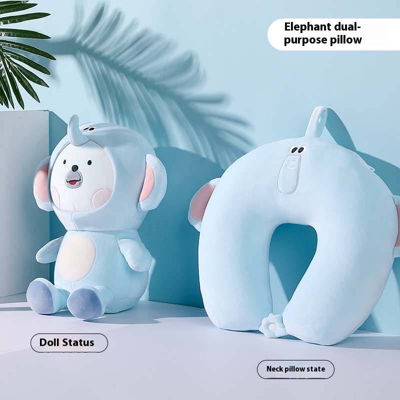 Cartoon Animal U-shaped Pillow Doll Neck Pillow Two-in-one Dual-use Pillow Foam Particle Pillow Animal Deformation Pillow