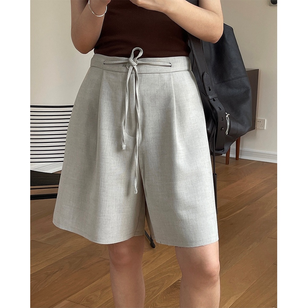 Summer Korean Lazy Three-dimensional Stitching Elastic Drawstring Suit Pants Loose Slim Casual Shorts Women
