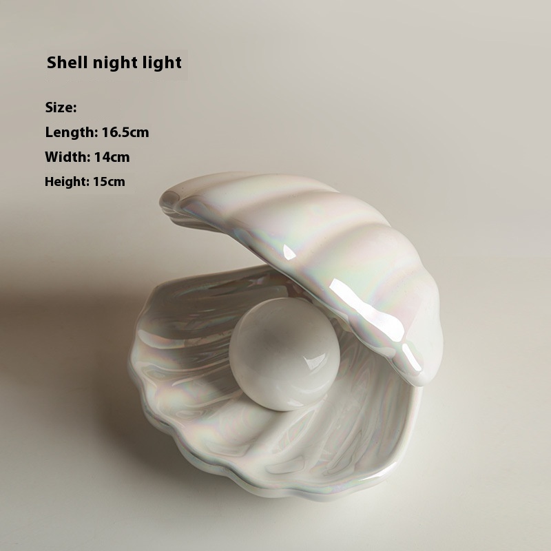 Bei Hanmei Style Girl Fantasy Ceramic Shell Lamp Pearl Bedroom Decoration Small Night Light Ornaments Hot