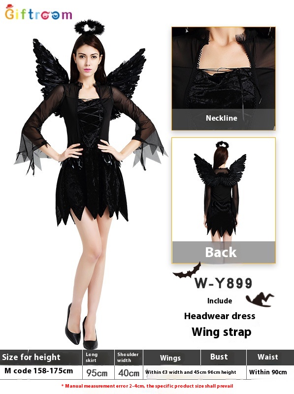 Halloween Party Costume Cosplay Angel Demon Black Angel Suit Game Uniform Temptation D S Costume
