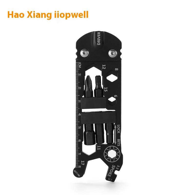 E D C Gift Gadget Outdoor Bicycle Adjustable Wrench Multi-functional Combination Tool Black Screwdriver