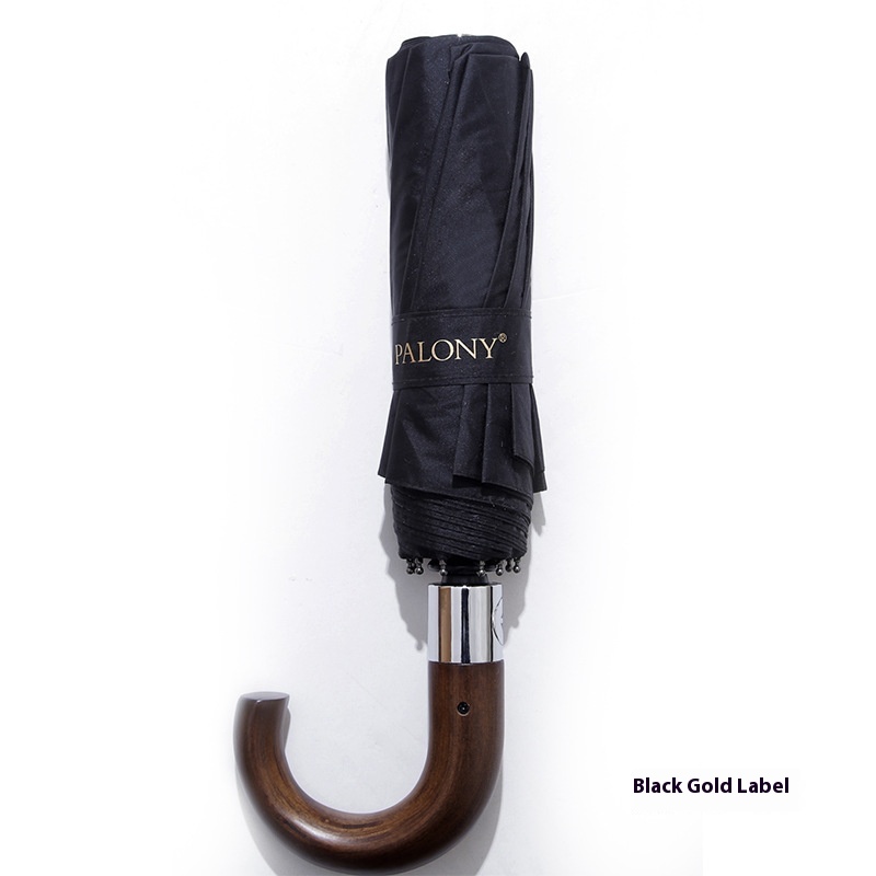 Three-fold Hook Short Wooden Handle Solid Color10 Bone Black Plastic Sunny Umbrella