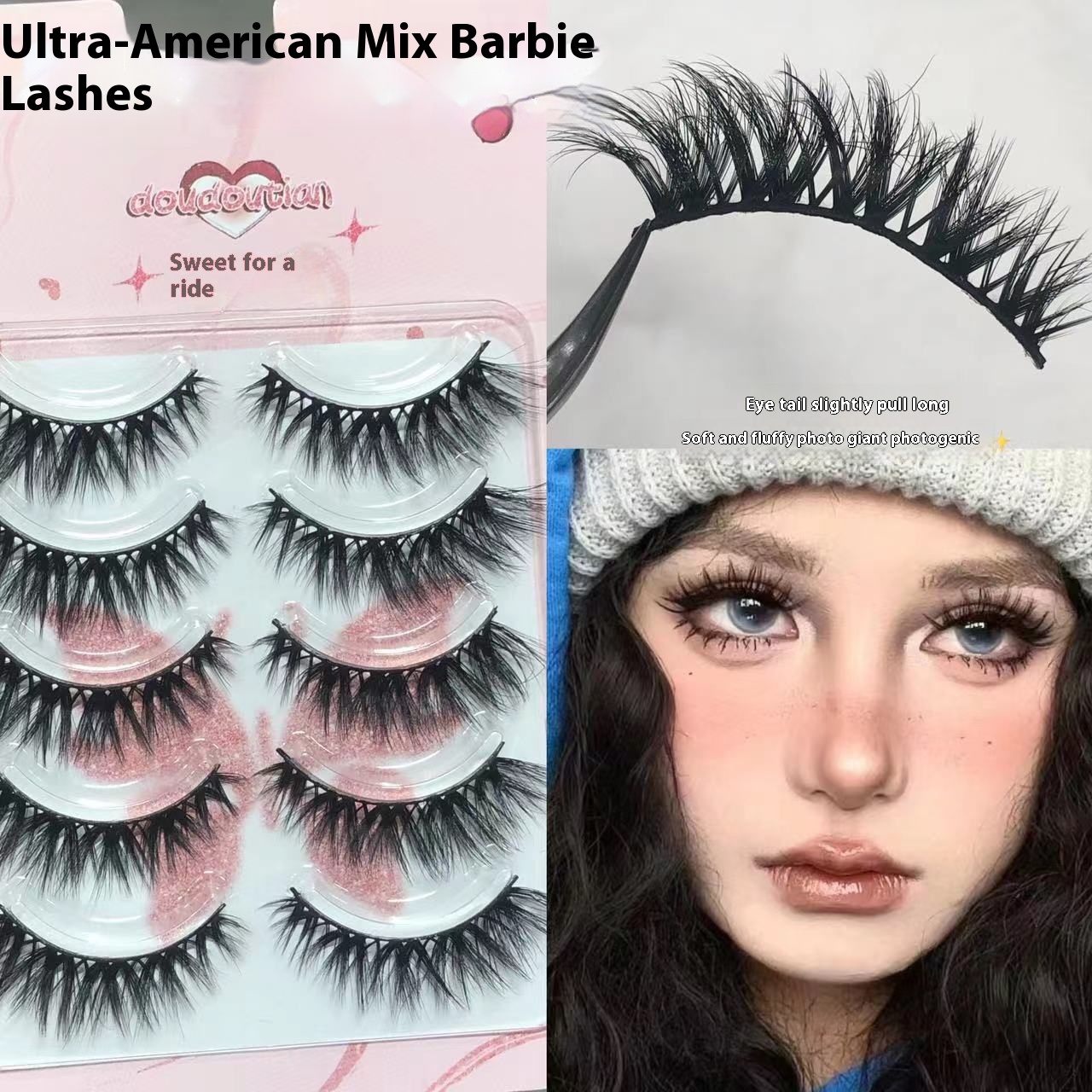 Doudou Sweet Super American Asian Mixed-race False Eyelashes Pure Wild Makeup Furry Hot Girl Smoky Makeup Upper Eyelashes