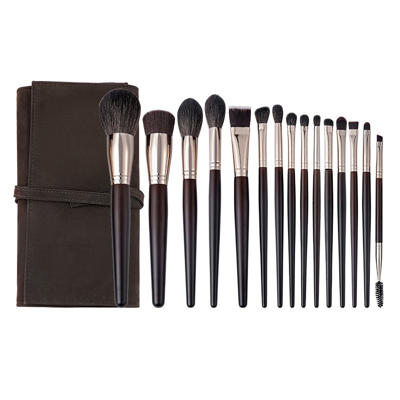 15 Pieces Goat Hair Animal Hair Makeup Brush Set Soft Bristle Powder Brush Eye Shadow Eyebrow Brush Full Set Of Beauty Tools