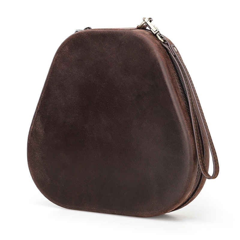 Suitable For Airpodsmax Headphone Protective Cover Cowhide Apple Head-mounted Wrist Zipper Headphone Bag Drop Shipping
