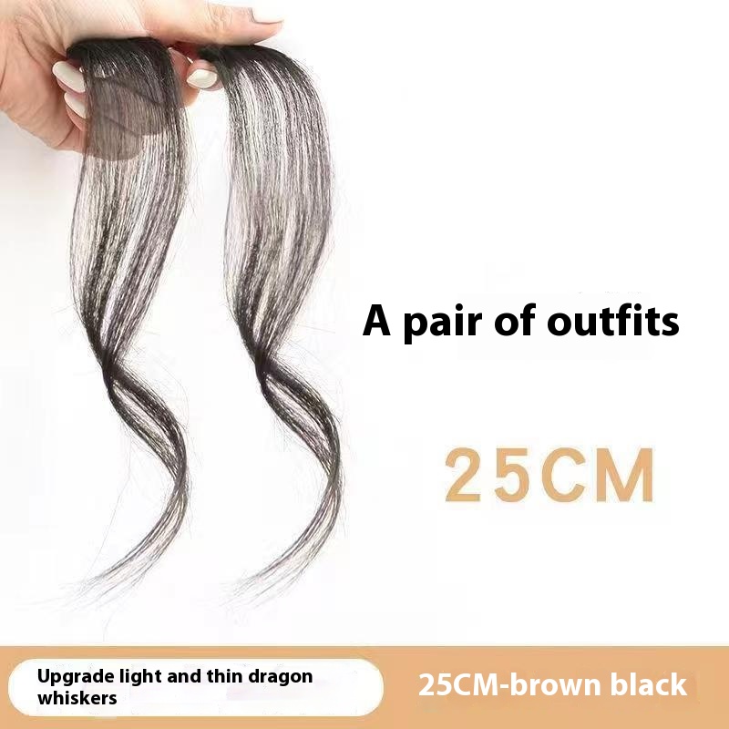 Dragon Beard Bangs Wig Piece For Women With Eight-figure Slightly Curly Air Bangs On Both Sides, Female Real Hair, Natural Face-shaping Bangs Wig