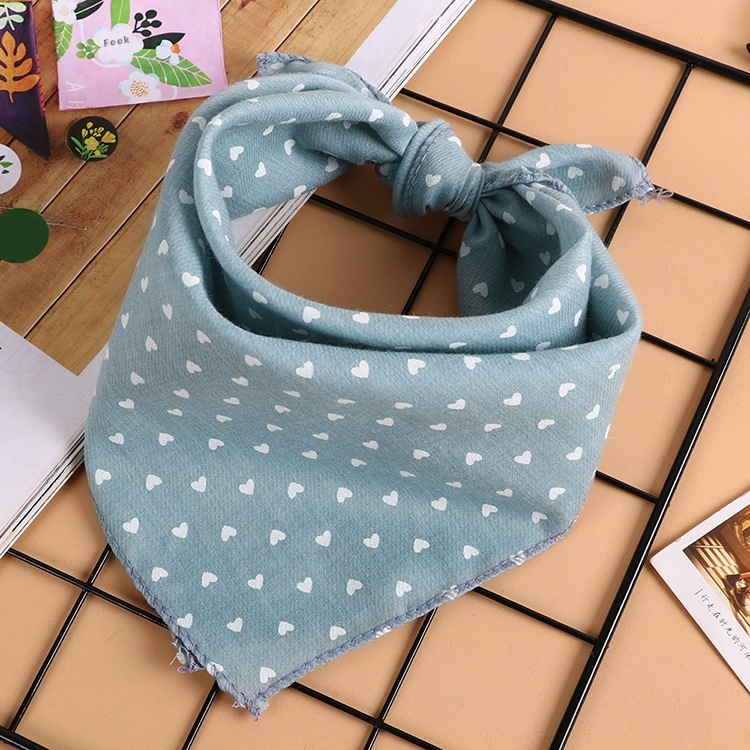 Korean Version Of The Cotton And Linen Scarf For Boys And Girls, Printed Silk Scarf, Baby Square Scarf, Small Neck Scarf, Saliva Scarf