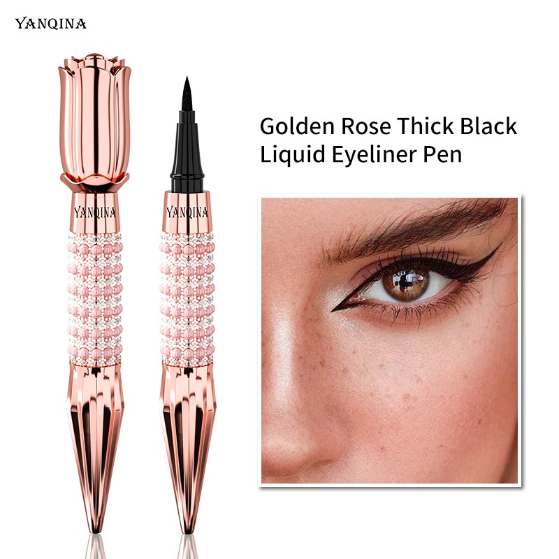YANQINAWaterproof And Oil-Resistant Black Liquid Eyeliner,Smudge-Proof,Easy To Apply Makeup