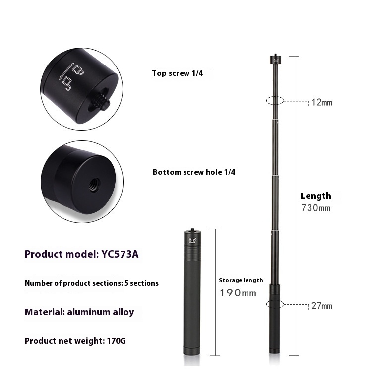 Aluminum Alloy Feiyu Extension Pole Handheld Stabilizer Tripod Three-axis Stabilizer S P G Zhiyun Telescopic Selfie Stick