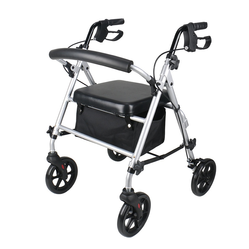 F Z K+ Foxconn Elderly Disabled Wheeled Folding Trolley Walking Walker Shopping Cart Double Crutch