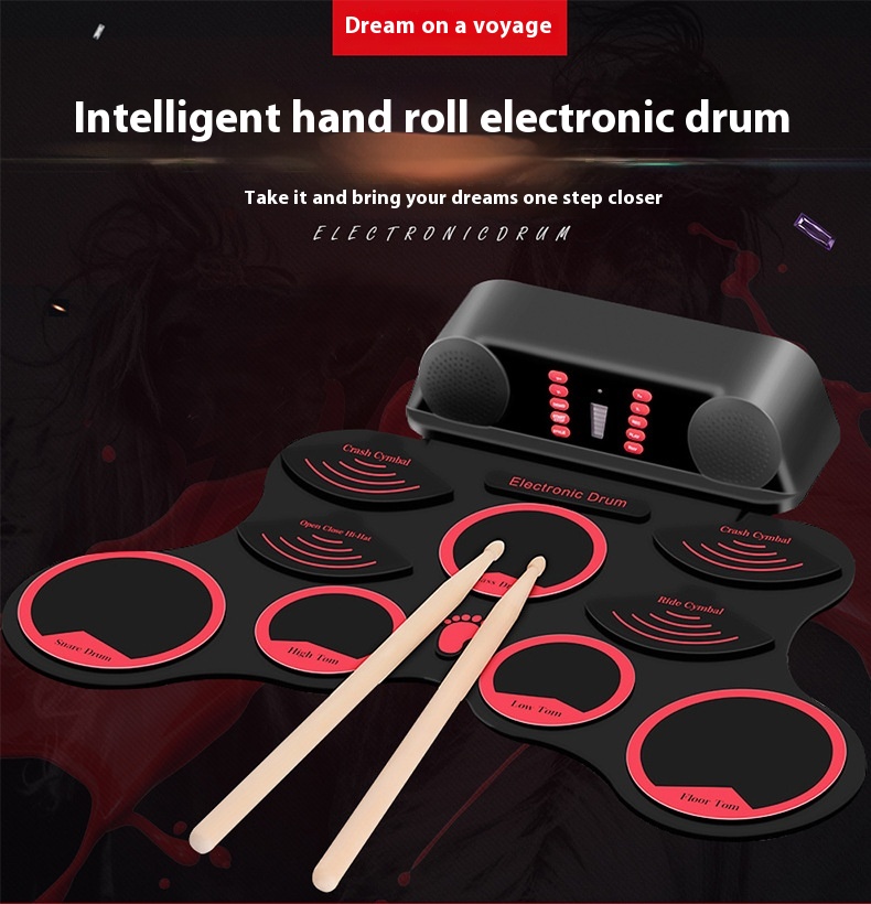 Micro- Hand-rolled Electronic Drum Set Drum Folding Portable Adult Beginner Children's Percussion Electronic Drum