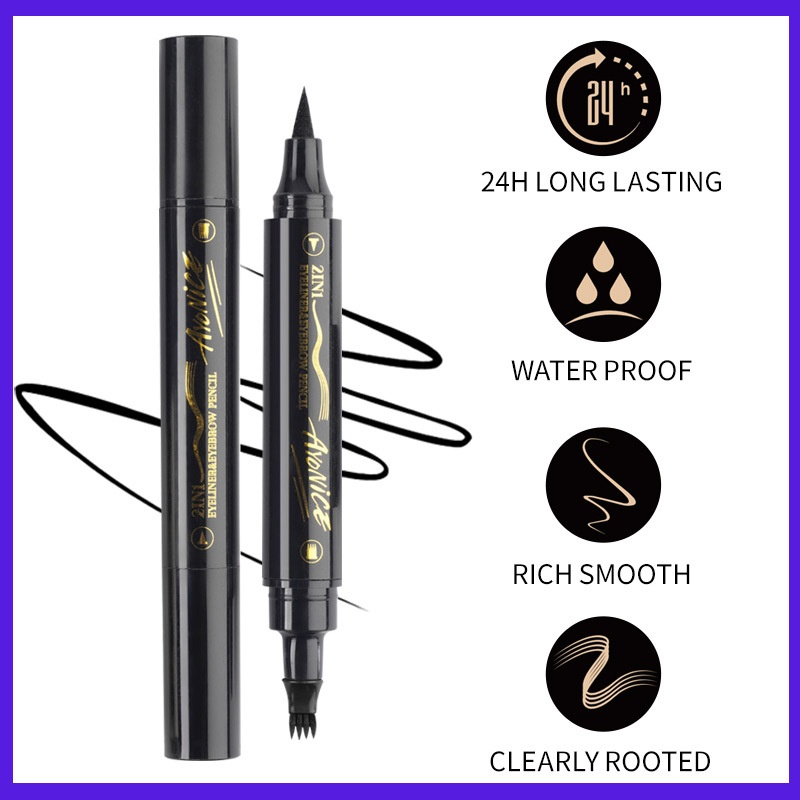 Four-Prong Eyebrow And Eyeliner Pen,Waterproof,Sweat-Resistant,Long-Lasting,Natural,Smudge-Proof Eye Makeup Pen,European And American Style