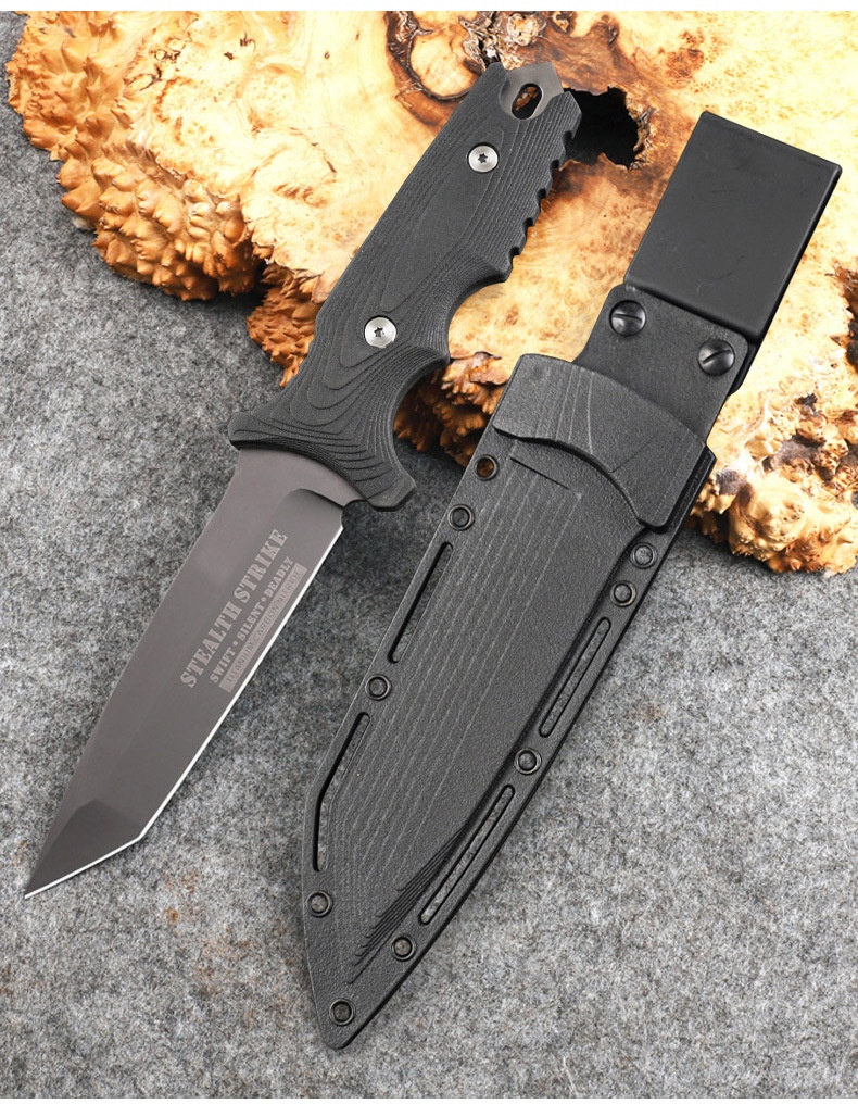 Outdoor Straight Knife High Hardness Sharp Outdoor Knife Survival Knife Tactical Fishing Self-defense Camping Portable Knife