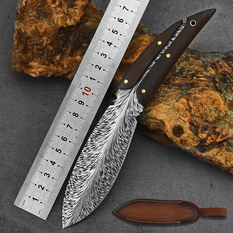 Feather Knife Slicing Meat Cutting Outdoor Knives Camping Collection Survival Straight Knife