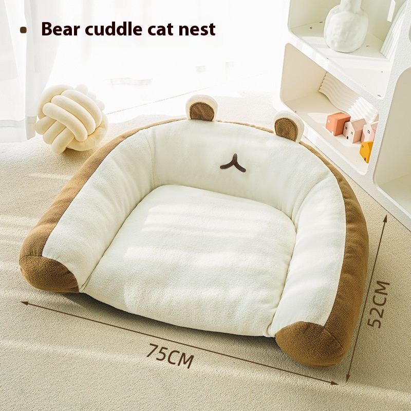 Pet Bear Hug Sofa Backrest Cat Bed Winter Warm Super Thick Cat Bed Deep Sleep High Value