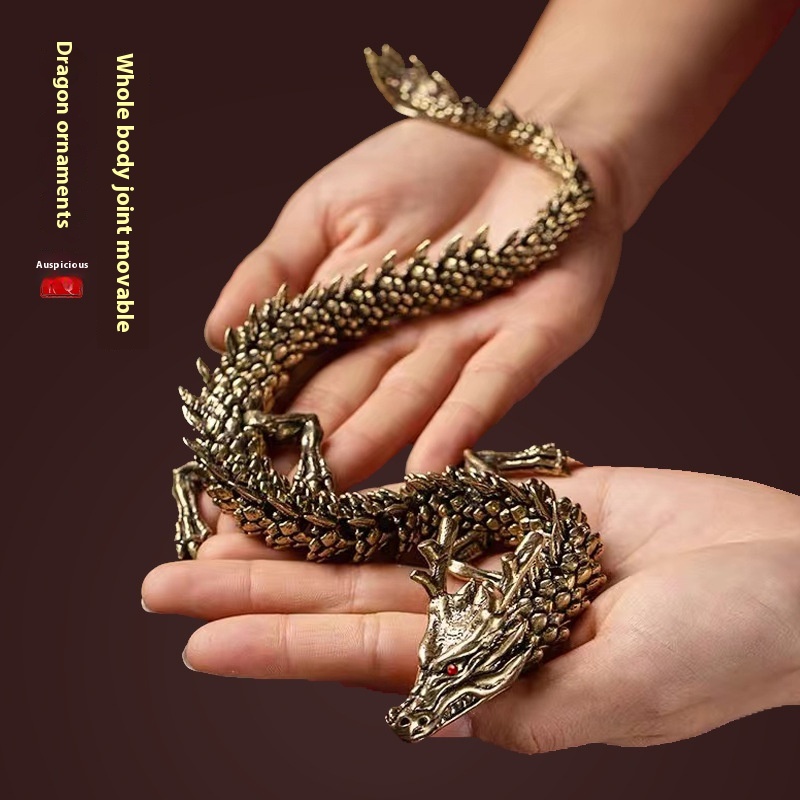 Black Myth Wukong Brass Long Ornaments3 DMetal Dragon Leopard Movable Dragon Ornaments Exhibition Decoration Crafts