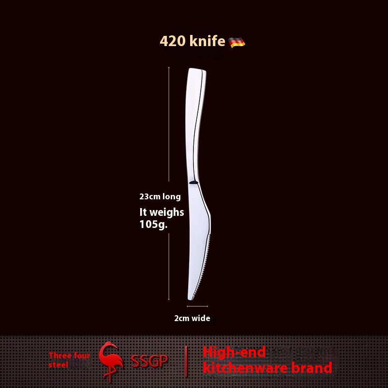 SSGPSteak Knife And Fork Spoon Set304 Stainless Steel Knife And Fork European Style Western Tableware Three-piece Home Full Set