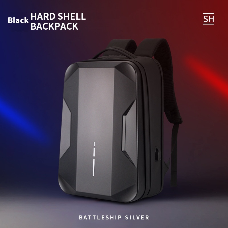 SHBO·RBusiness Backpack Men's Plastic Backpack Waterproof E-sports Student Work Hard Shell Computer Bag