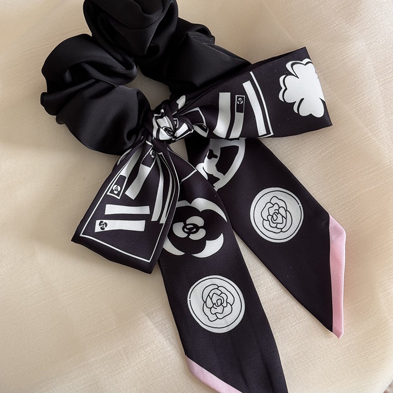 South Korea Dongdaemun Baket Printed Ribbon Bow Large Intestine Hair Ring Ponytail Headband Forest Style Small Fresh Hair Rope