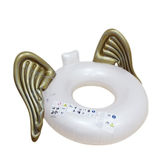 Inflatable Floating Drainage Swimming Circle Golden Wings Floating Bed Backrest Water Lounge Chair Swimming Circle