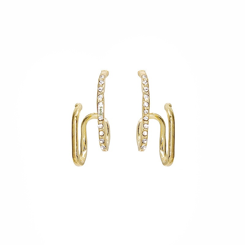 Silver Needle Simple Personality Metal Twisted One-piece Earrings Geometric Irregular Hong Kong Style Fashion Personality Versatile Earrings