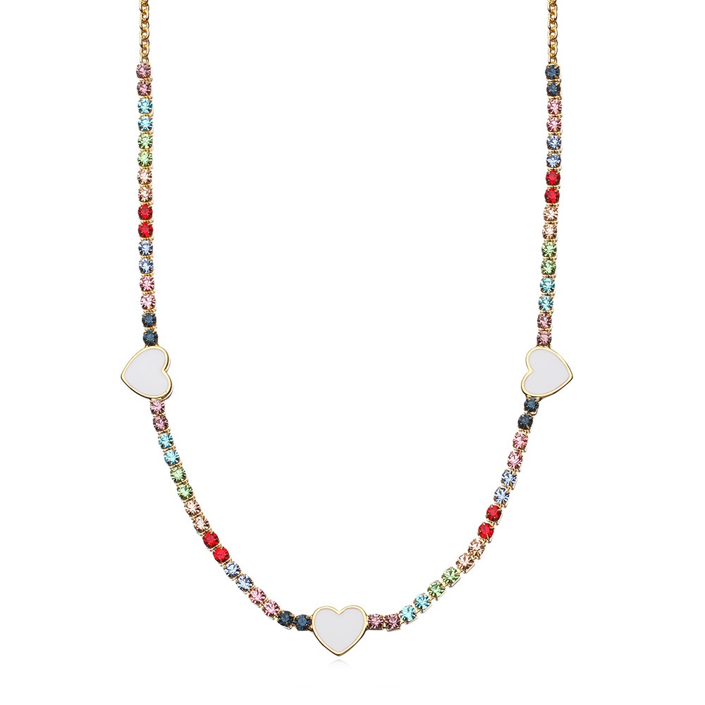 Pendant Double Heart Necklace,Crystal Jewelry Accessory