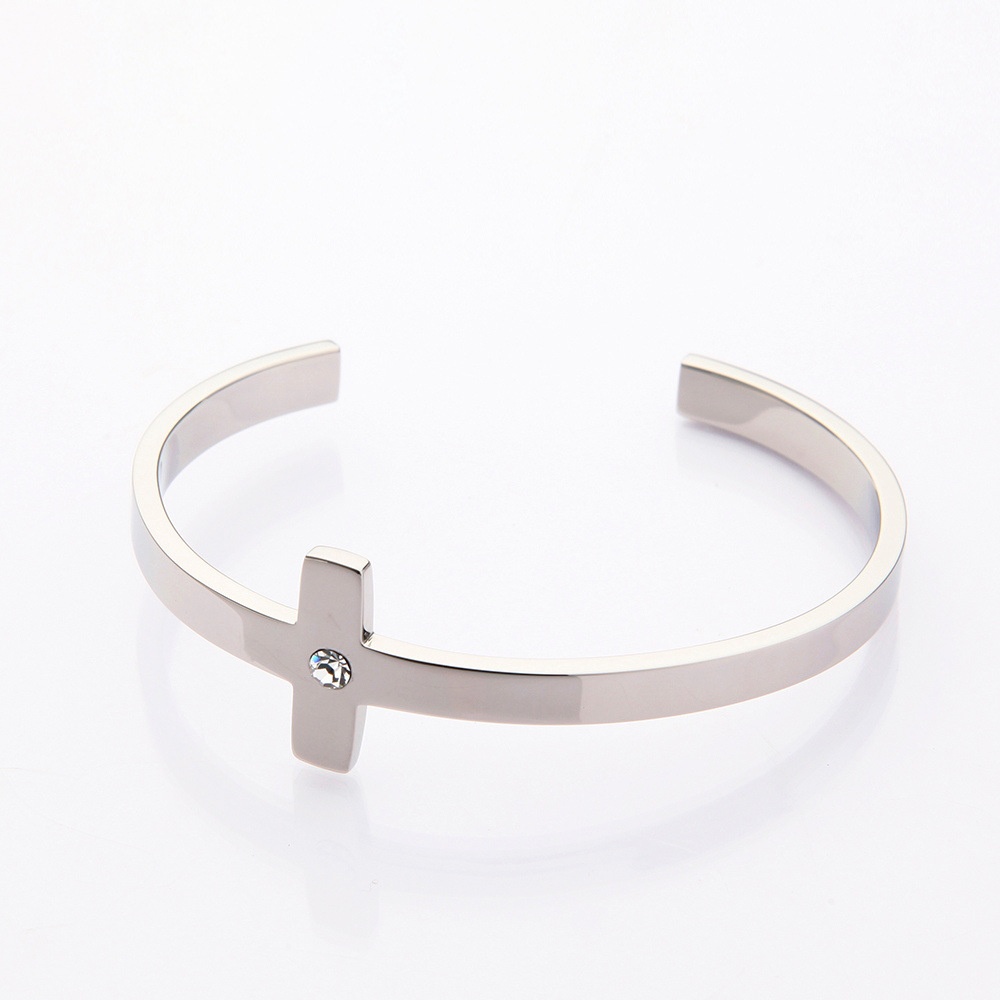 European And American Exaggerated Open Bracelet Creative Cross Stainless Steel Bracelet For Girls Fresh And Versatile One Piece