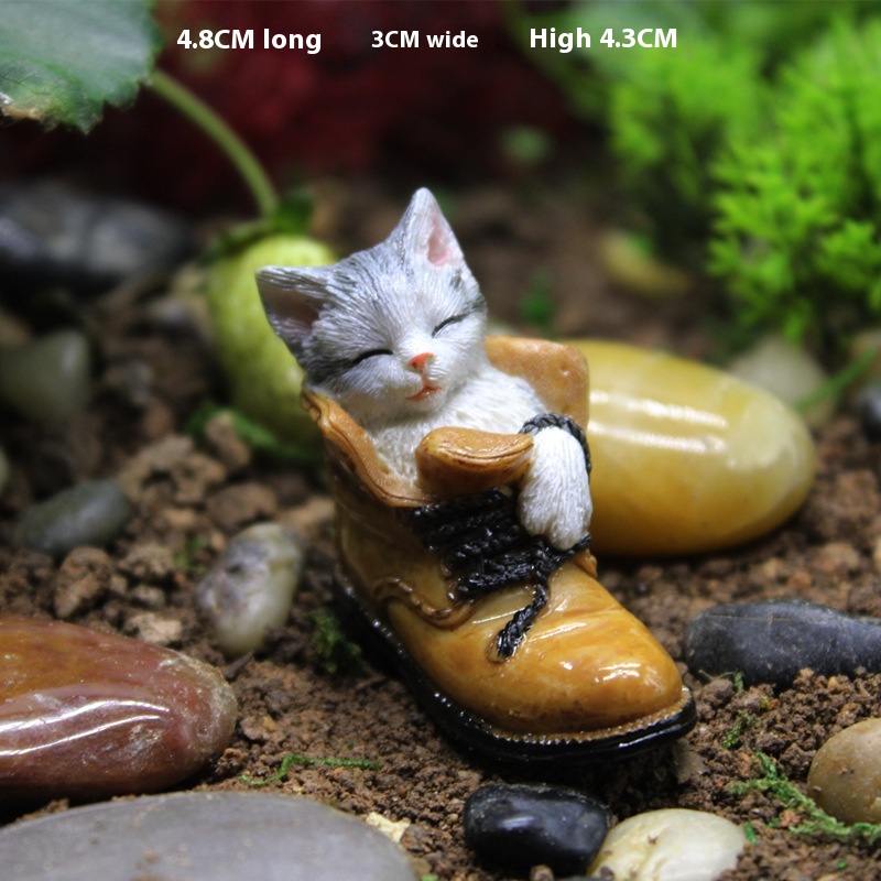 Creative Fun Cute Kitten Micro Landscape Ornaments Flower Pot Scene Animal Model Decoration Foreign Trade Resin Crafts