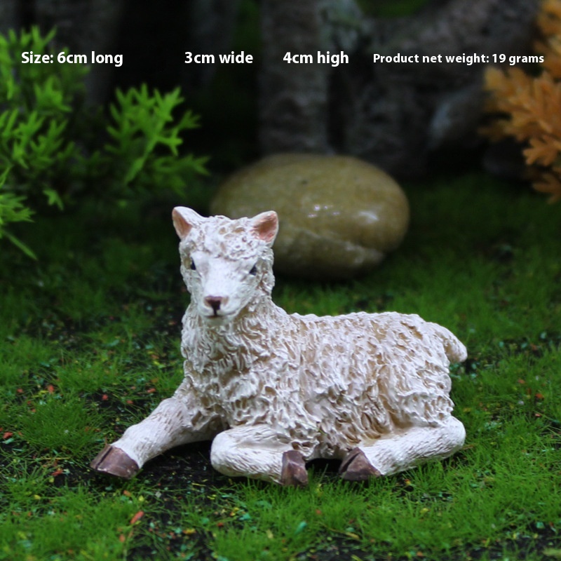 Cute Simulation Micro Landscape Sheep Ornaments Small Animals Succulent Gardening Decorations Resin Crafts Moss