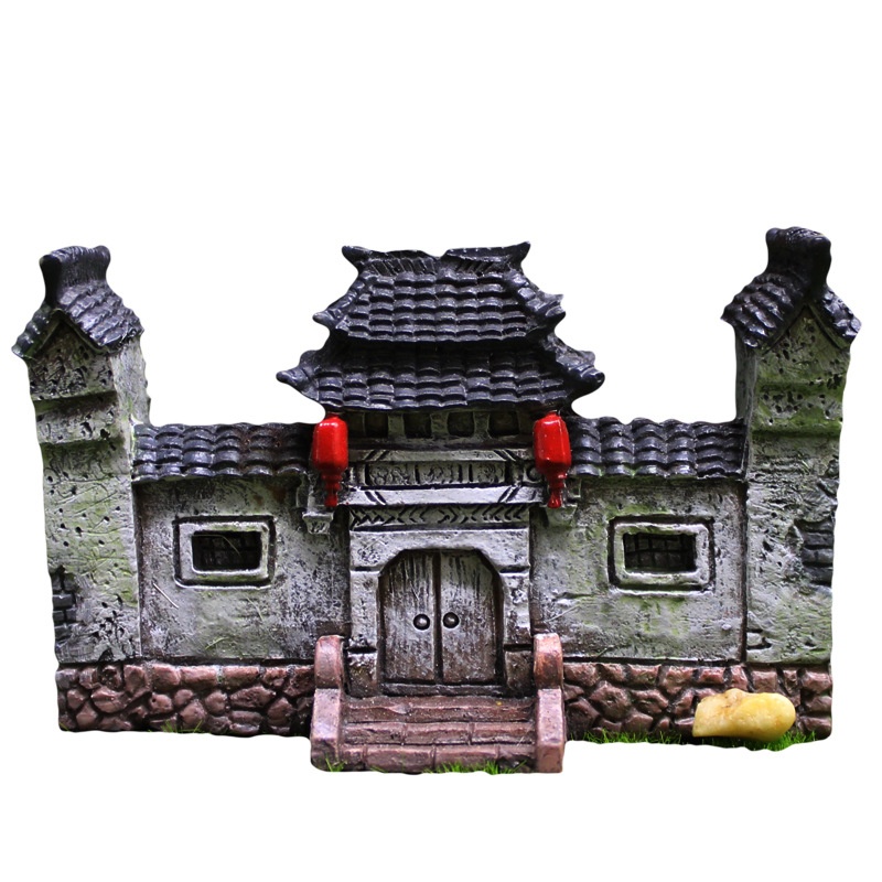 Micro Landscape Outdoor Plant Bonsai Jiangnan Ancient Gate Ornaments Gardening Decoration Landscaping Succulent Resin Crafts Garden