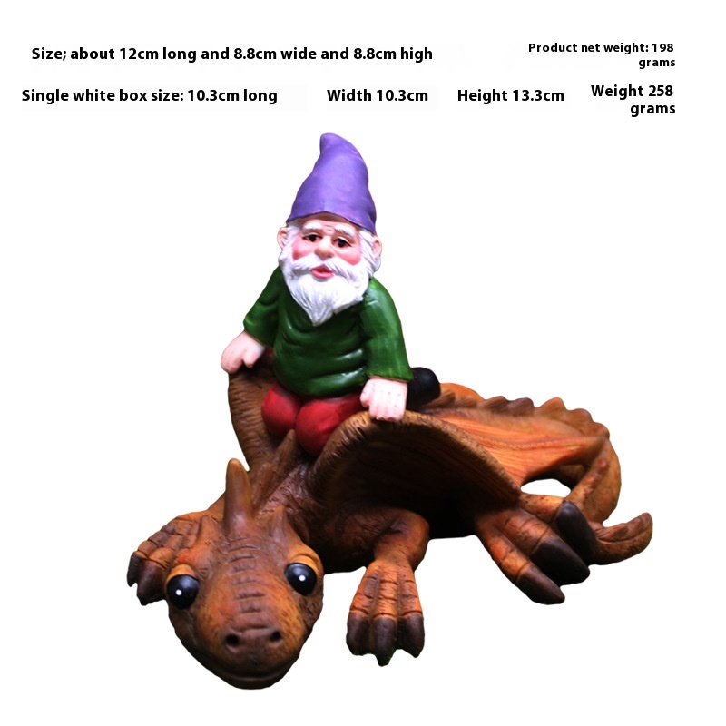 Creative Garden Dwarf Riding ADinosaur Ornaments Personalized Micro Landscape Dwarf Decorations Christmas Foreign Trade