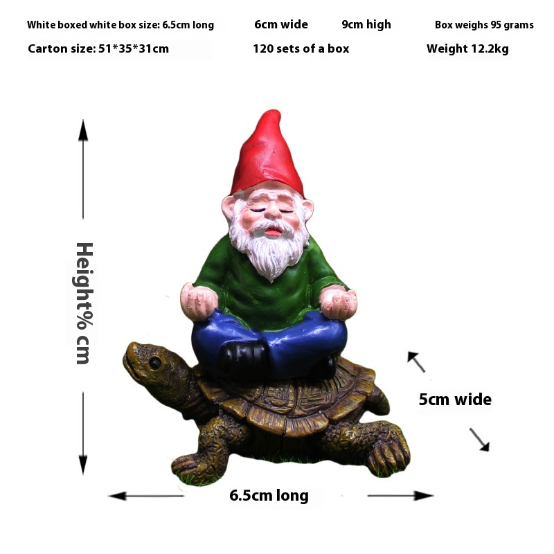 Creative Dwarf Meditation Turtle Resin Crafts Garden Dwarf Micro Landscape Ornaments Elf Decoration