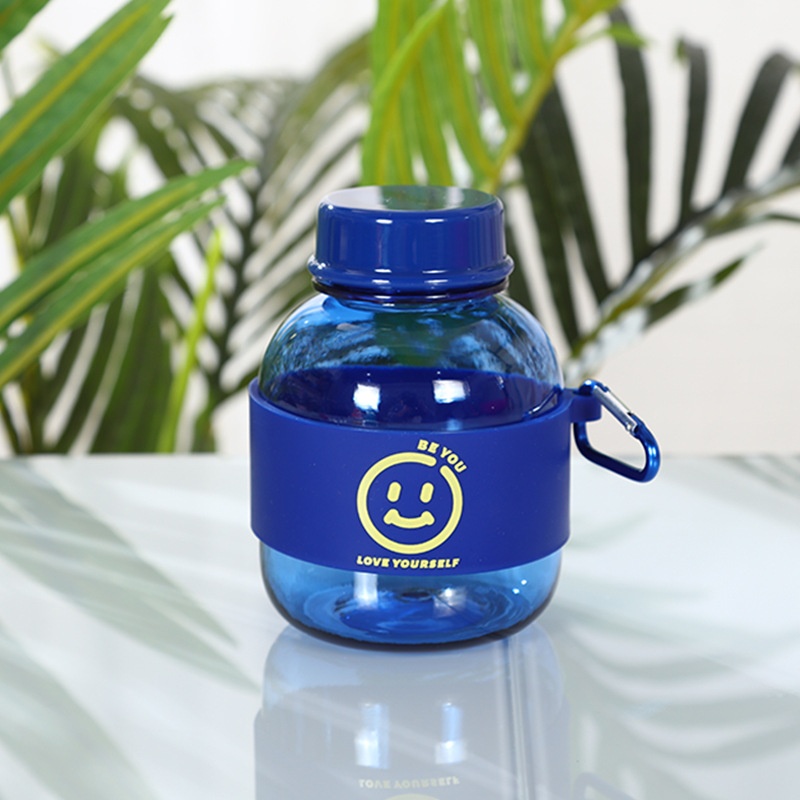 Portable Solid Color Plastic Cup Small Capacity Summer Cute Smiley Water Cup Simple Plastic Juice Cup