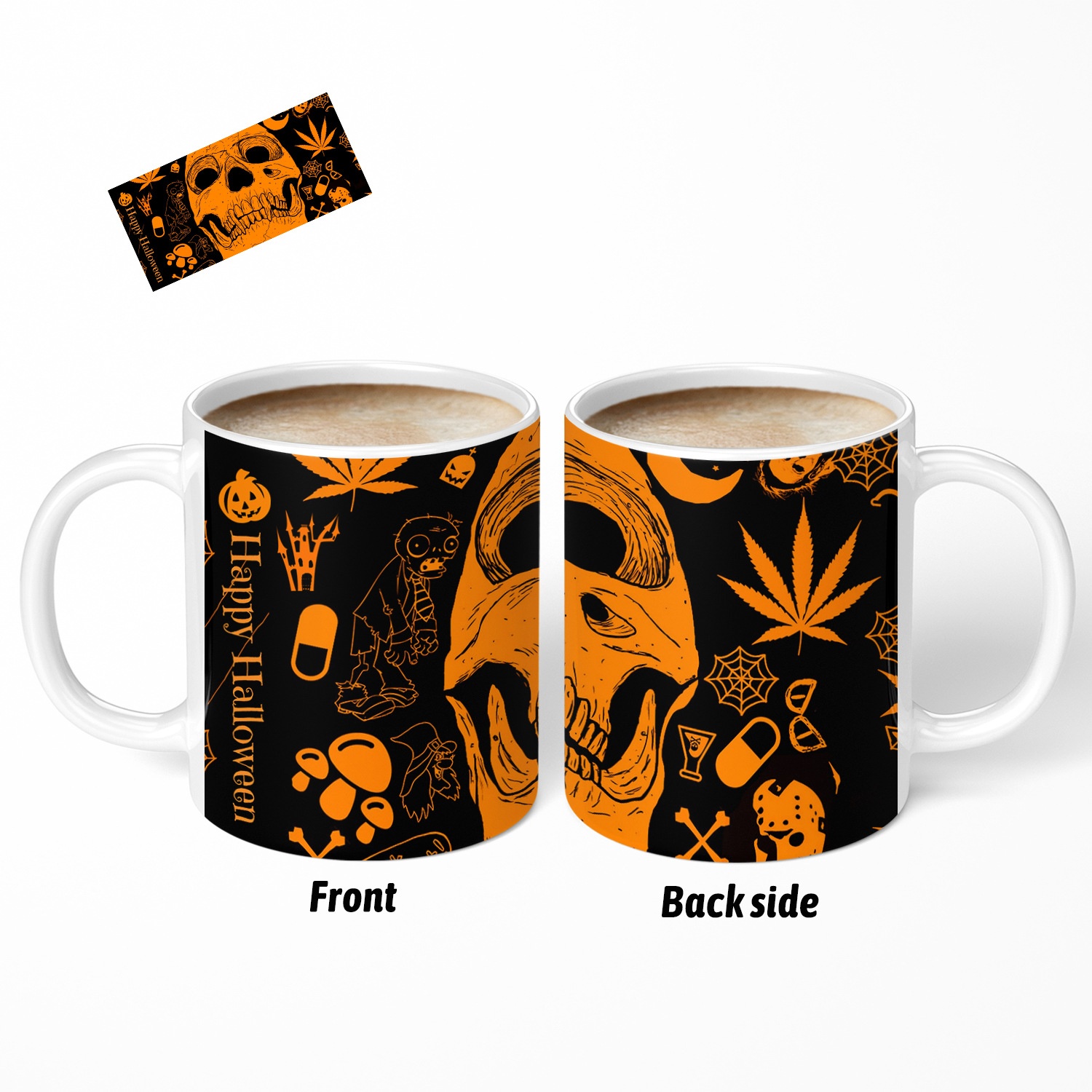 Happy Halloween White Ceramic Mug-Halloween Themed Coffee And Tea Cup