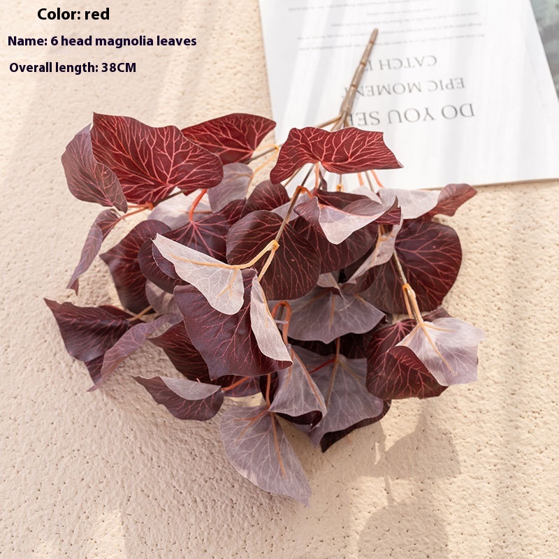 Plant Wall Accessories6 Magnolia Leaf Artificial Flower Export Green Plant Decoration Leaf Artificial Flower MW34542