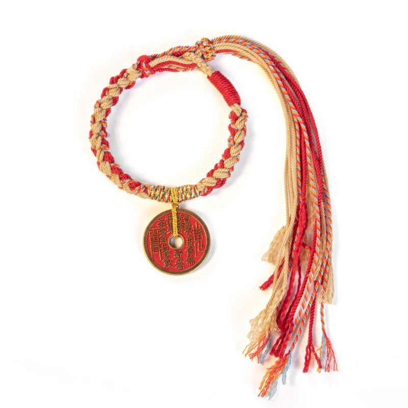 [Mountain Ghost Flower]Copper Coin Hand-woven Red Rope Bracelet Girlfriend Gift Braided Bracelet Valentine's Day