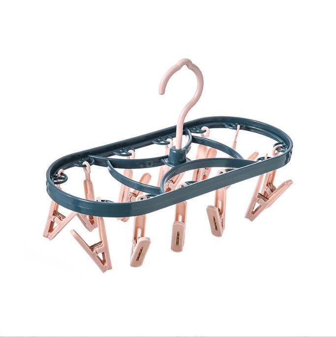 3210 Plastic Drying Rack12 Clips Windproof Multifunctional Dormitory Home Drying Underwear Clothes Rack Student Socks Rack