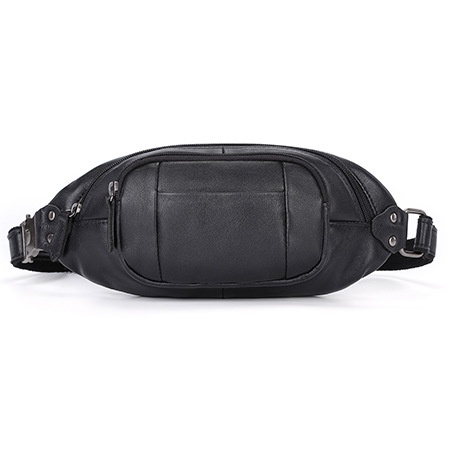 Men's Genuine Leather Chest Bag Men's Sports Waist Bag First Layer Cowhide Multifunctional Shoulder Bag Fashion Messenger Bag