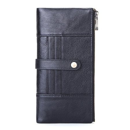 Mingshi Genuine Leather Men's Long Wallet Fashion Casual Clutch Large Capacity Retro Card Holder