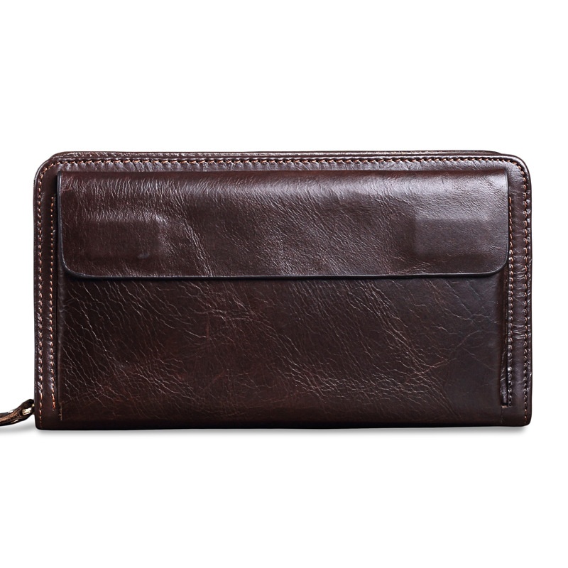 Celebrity Men's Clutch Wallet Men's Small Bag Business Men's Genuine Leather Wallet First Layer Cowhide Coin Double