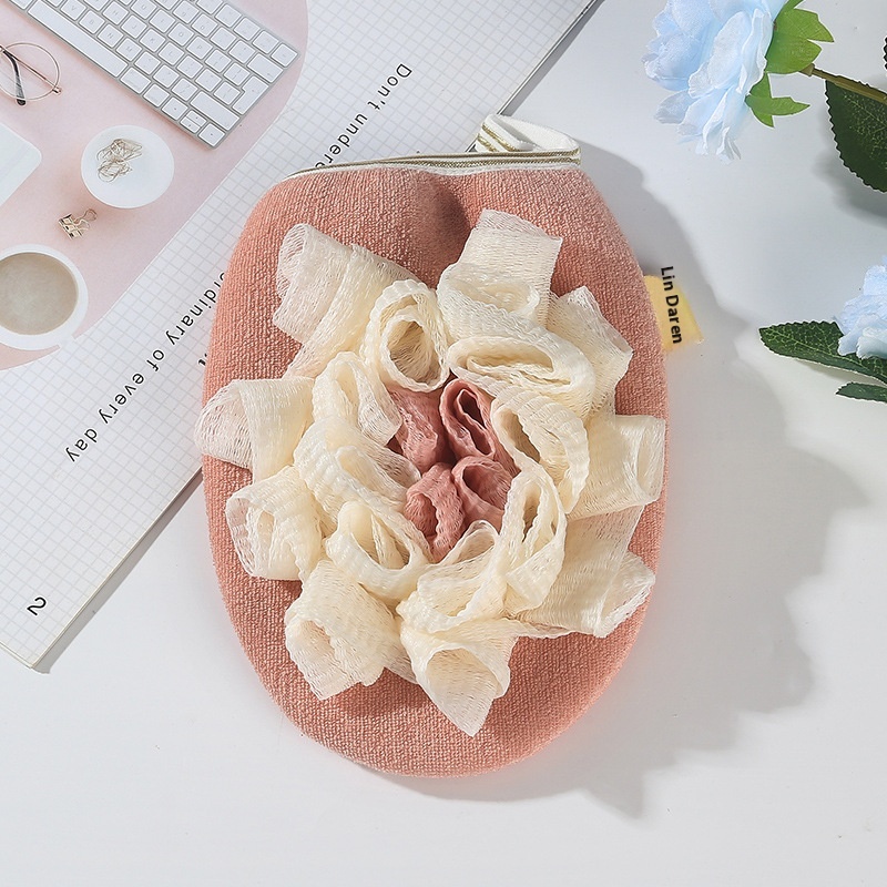 Women's Special Bath Towel,Bath Flower,Two-in-one,No Skin Damage,Household Bath Gloves,Back Rubbing,Mud Rubbing,Dual-purpose Bath Towel