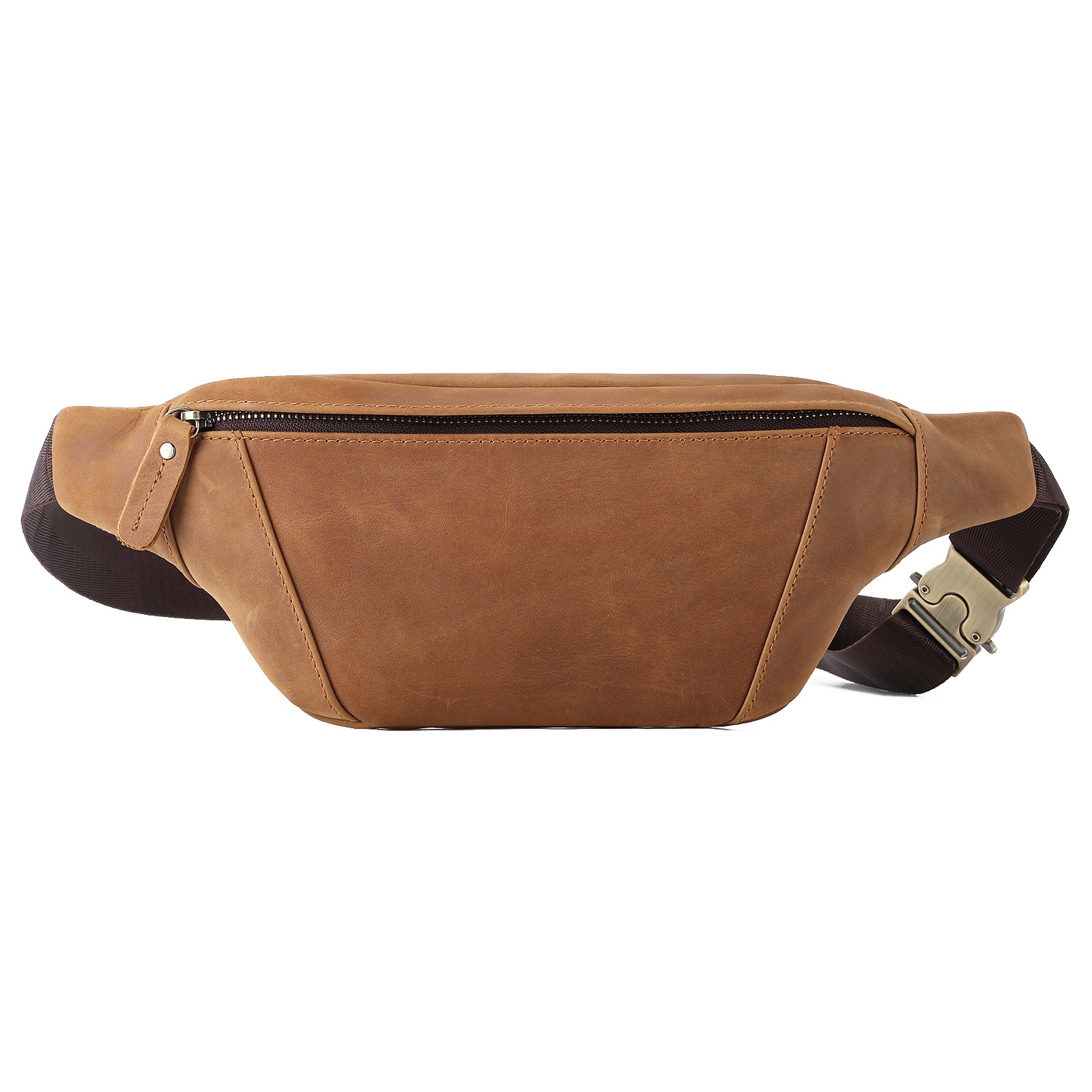 Crazy Horse Leather Men's Waist Bag Genuine Leather Shoulder Bag Cowhide Chest Bag Mobile Phone Bag Retro Casual Men's Bag