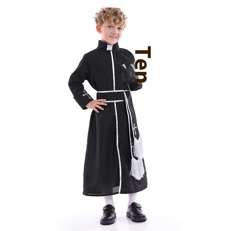 Halloween Costume Priest Clothes Men's Priest Clothes Masquerade Priest Robe Children's Performance Clothes Performance Clothes