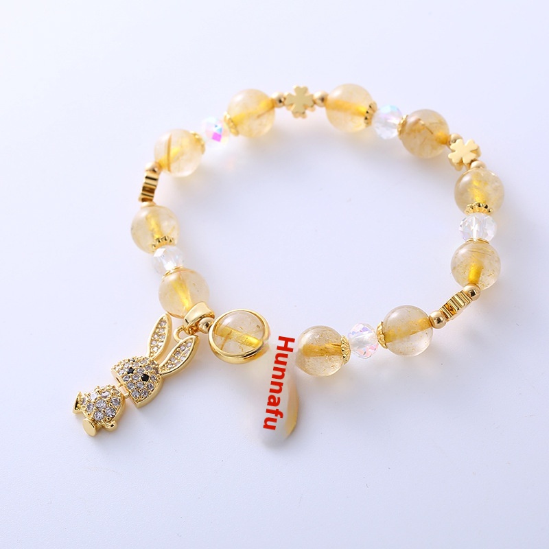 Natural Golden Crystal Bracelet For Fortune And Luck Fashion Niche Luxury Light Luxury Girl Bestie Rabbit Bracelet