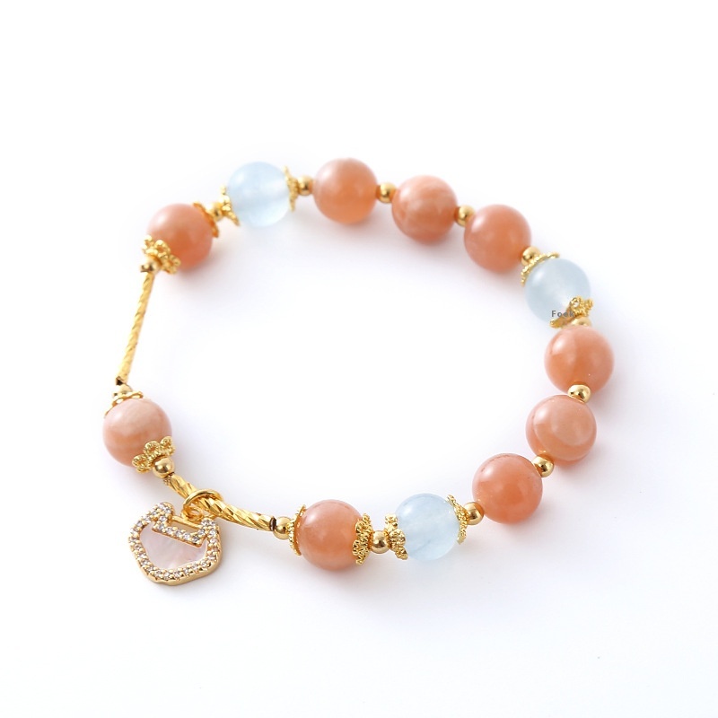 Korean Style Simple Fashion High-end Luxury Micro-inlaid Niche Design Peace Lock Beaded Bracelet Bracelet Accessories