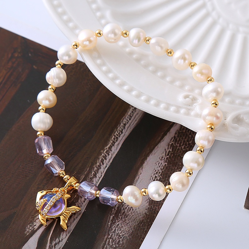 Year After Year,There Are More Than Enough Natural Freshwater Pearl Beads Bracelet Small And Exquisite Cute Goldfish Pendant Bracelet Accessories