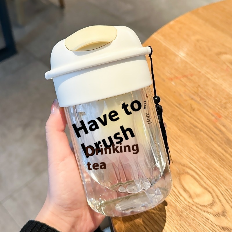 Straw Glass Cup For Women,High-value Cute Adult Office Water Cup,Flower Tea Cup,Portable Coffee Cup For Takeout