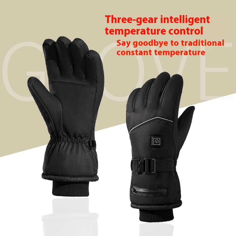 Winter Heated Gloves Men Touch Screen Waterproof Rechargeable Five Finger Heated Gloves Sports Skiing Electric Heating Warm Gloves