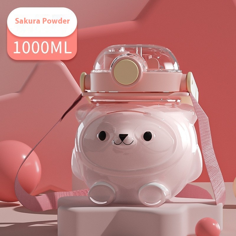 Super Cute Summer Panda Double Drink High Value Large Capacity Children's Cute Water Cup Plastic Bear Straw Water Cup