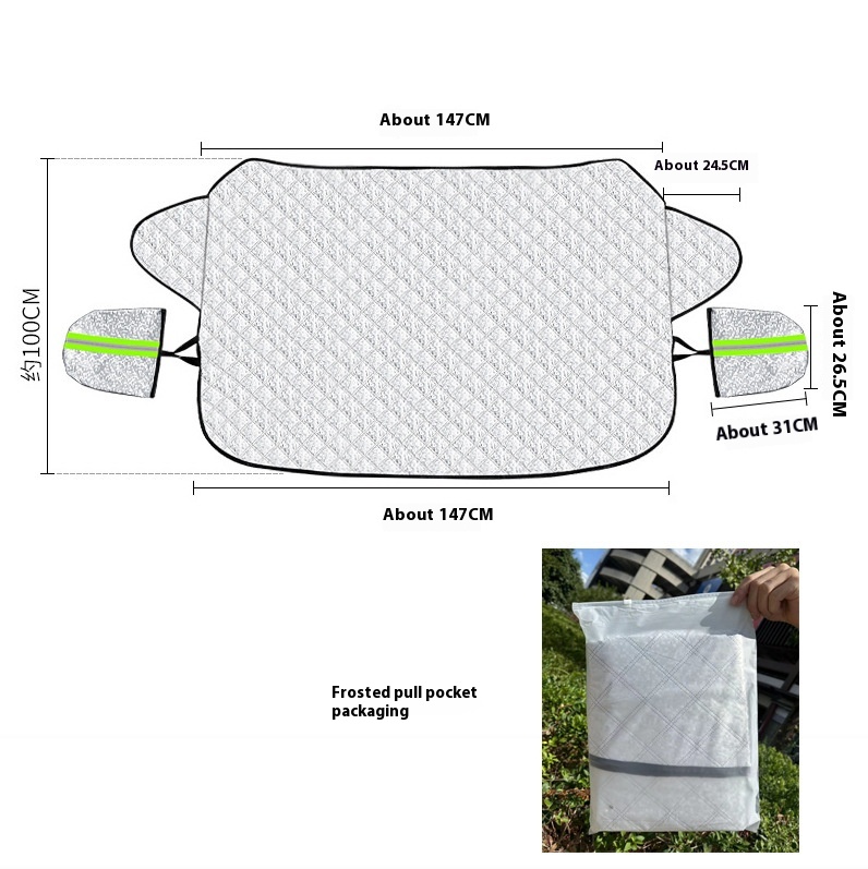Car Snow Cover Winter Front Windshield Antifreeze Cover Winter Front Sunshade Thickened Snow And Frost Cover Cloth